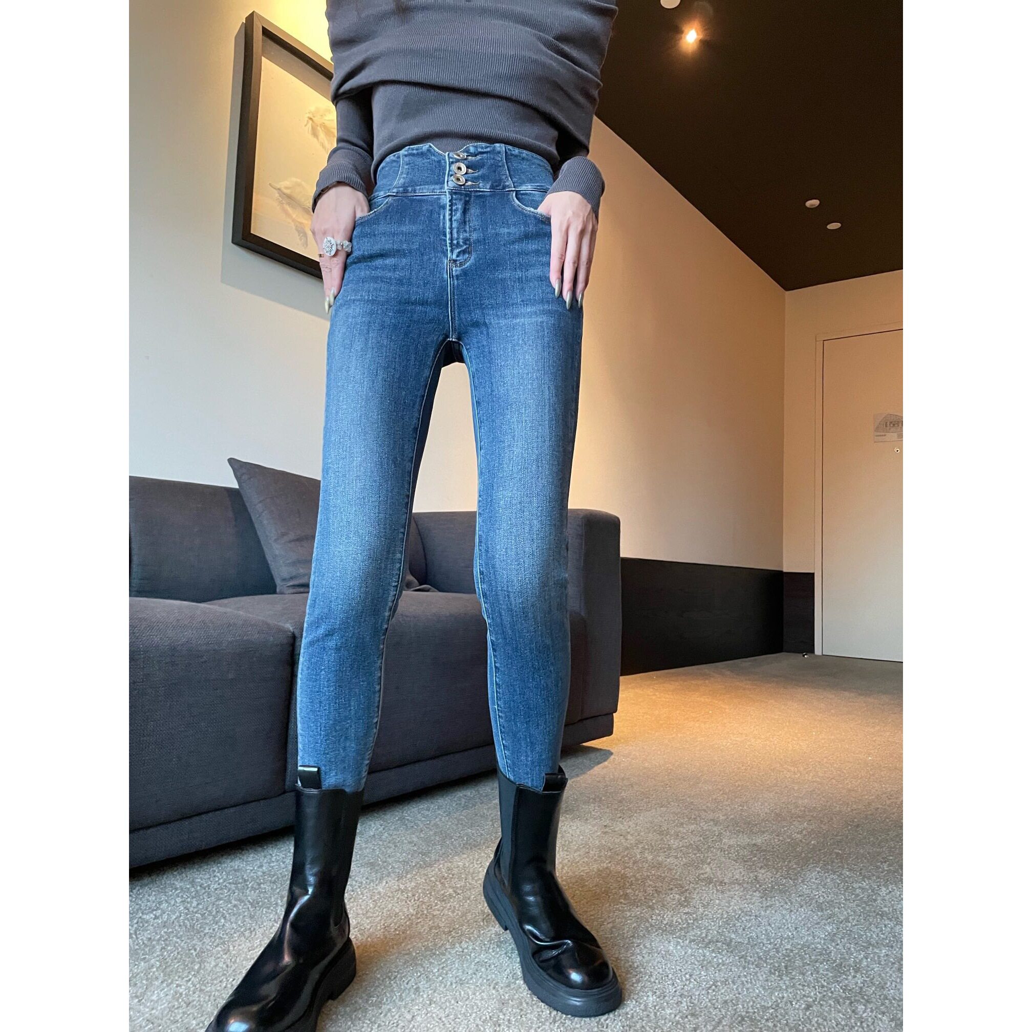 显瘦超高腰牛仔裤女2023紧身裤