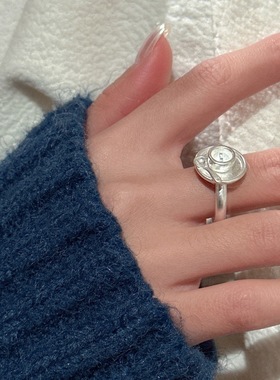 日韩风咖啡杯简约戒指女小众设计感韩式风复古开口可调节指环