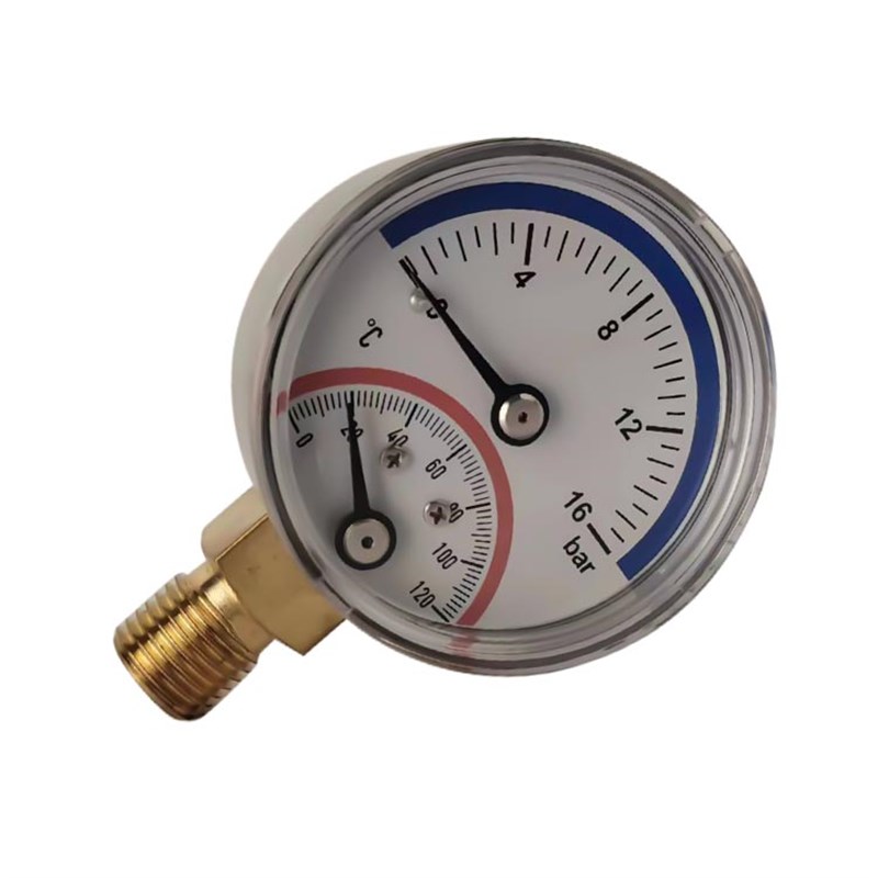 温度压力一体表2723型Y50径向地暖暖通分水器水压气压多用温压表