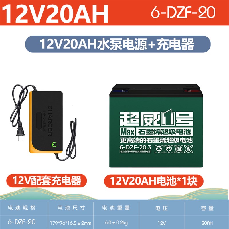 水泵专用电池直流潜水泵超威电瓶电动车铅酸抽水机浇菜12v24v家用