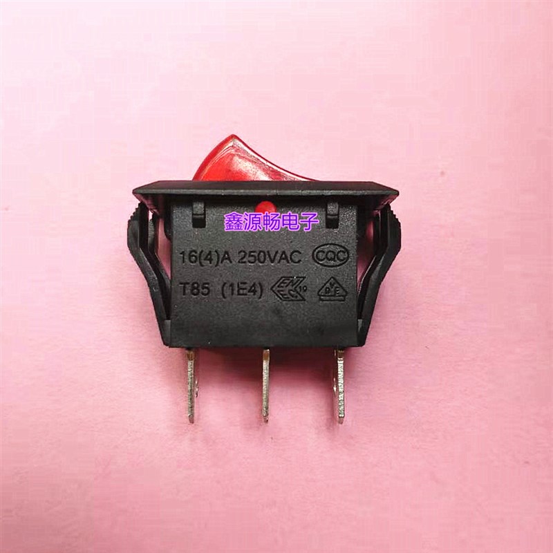 台湾宏聚进口船型开关R-2 3脚2档带红灯 T85/1E4  16A250V 32X16