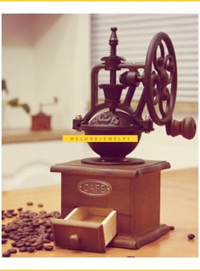 Retro hand-cranked grrinder, coffee bean grinder, manual gri