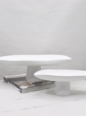 简约现代b树脂高脚果盘创意客厅餐桌茶几收纳托盘摆件样板间装饰