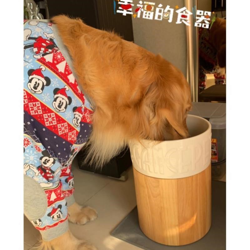 狗盆狗碗猫碗大型犬狗碗宠物陶瓷水盆防打翻O狗食盆碗架护颈狗饭