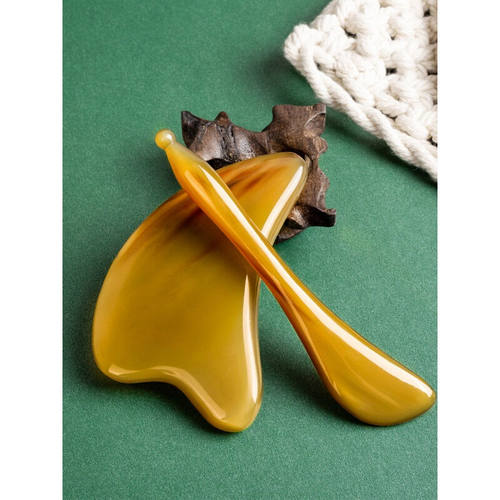 白水牛角刮痧板面部m刮板美容棒脸部刮脸背全身通用眼部拨筋棒SNL