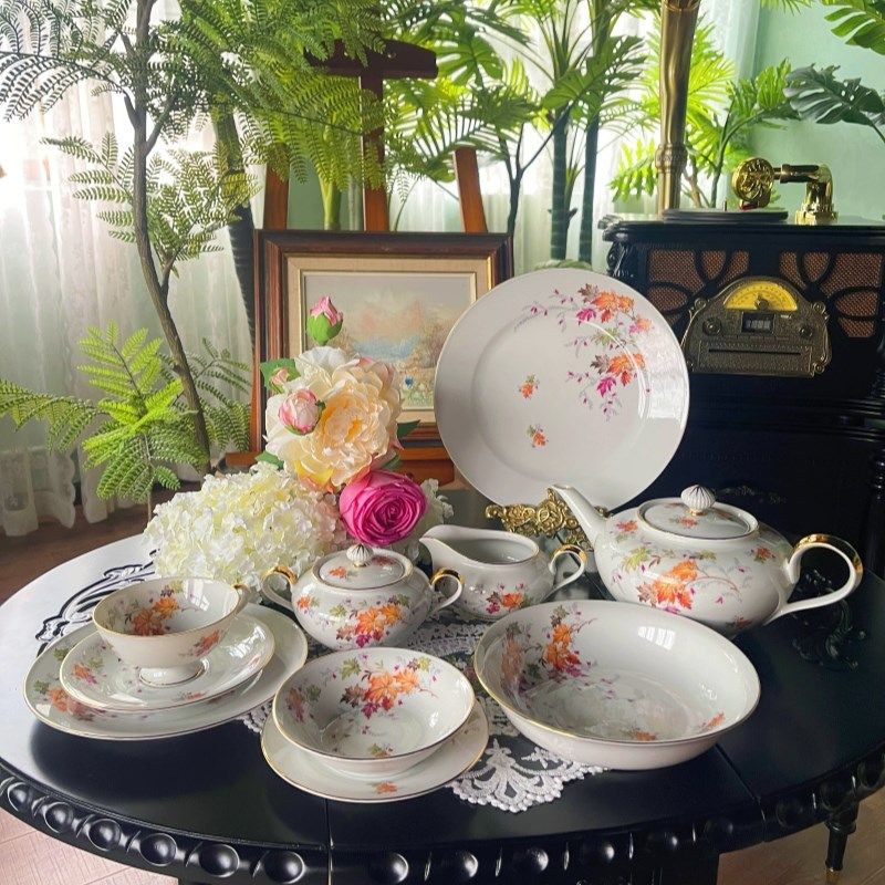 西洋古董a 德瓷 bavaria 巴伐利亚全手绘彩色枫叶壶糖奶罐杯碟现,家居饰品,桌面摆件,淘宝优惠券,粉丝福利购,淘宝优惠卷