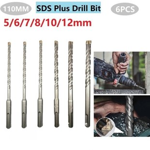6Pcs 5mm-12mm Concrete SDvS Plus Drill Bit Cross Tip 4 Cutte