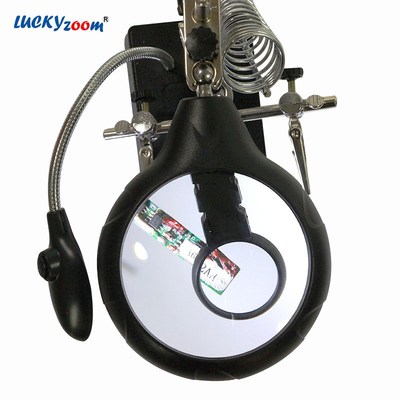 Table Third Hand Soldering LED Magnifier Lamp R2.5X 7X Magni