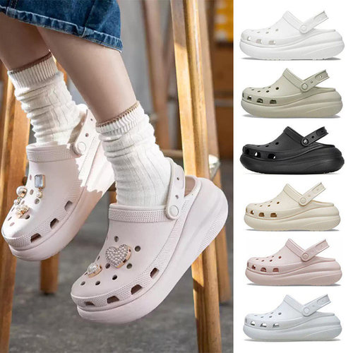 crocs卡骆驰男女同款泡芙洞洞鞋厚底拖鞋沙滩鞋休闲鞋207521-100