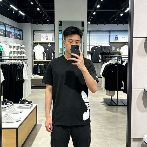 adidas阿迪达斯三叶草男子T恤宽松休闲运动短袖JD3247