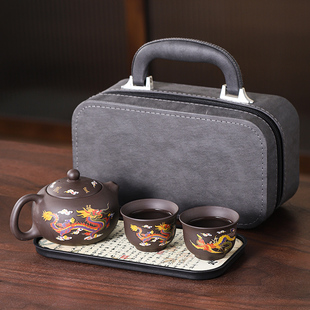 茶盘小套装 紫砂功夫茶具旅行便携式 办公室泡茶壶杯子商务logo定制