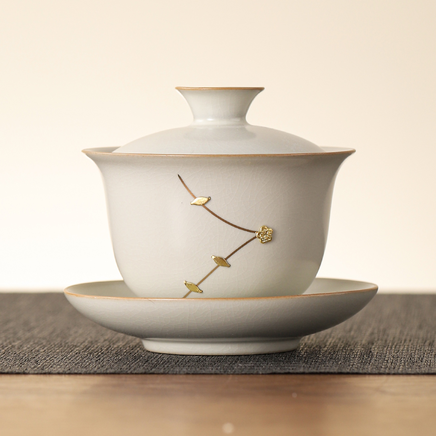 锔钉汝窑三才盖碗茶杯子单个高档陶瓷茶碗泡茶不烫手大号2025新款