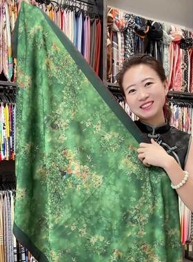 香云花椤双面田园风70x180cm中国风暗提花长巾绿色气质