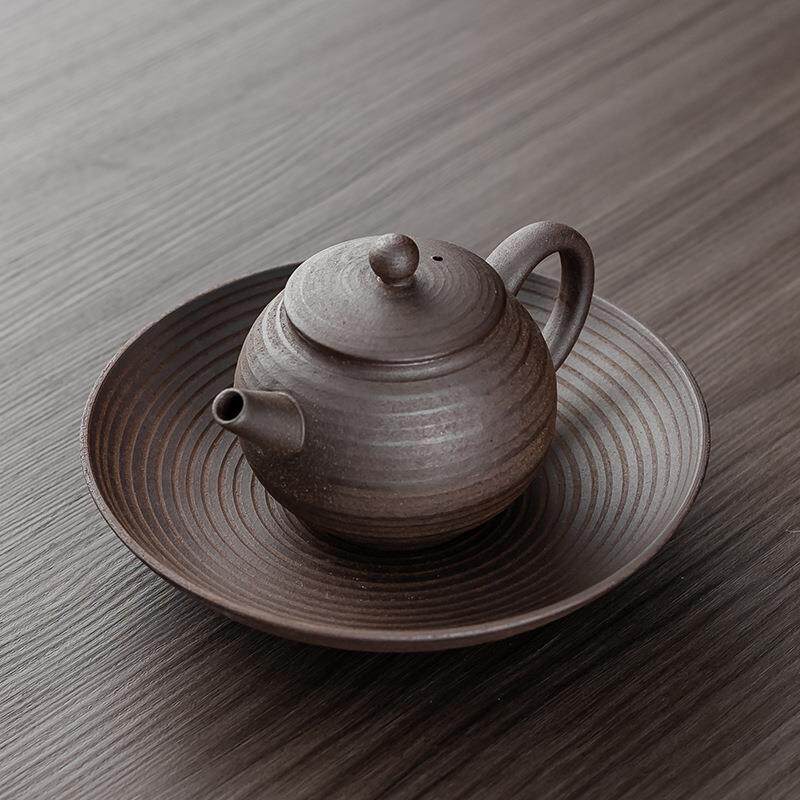 爆款无釉粗陶茶壶手工原陶老岩泥侧把壶古朴禅意泡茶器陶瓷功夫茶