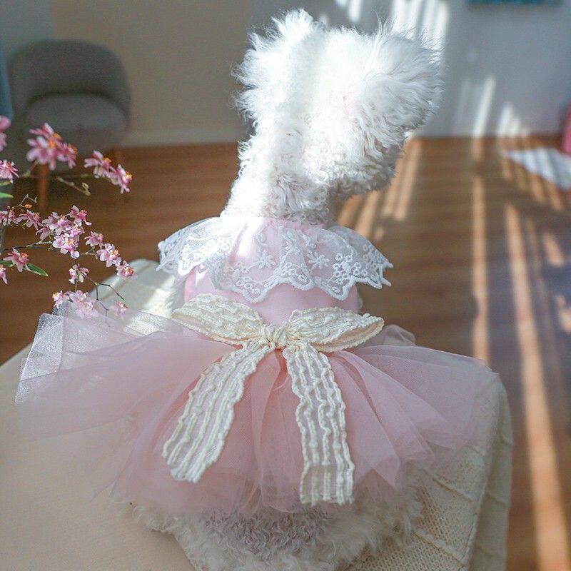 小狗狗衣服春夏薄款粉色蓬蓬纱裙公主风比熊博美泰迪幼犬宠物服饰