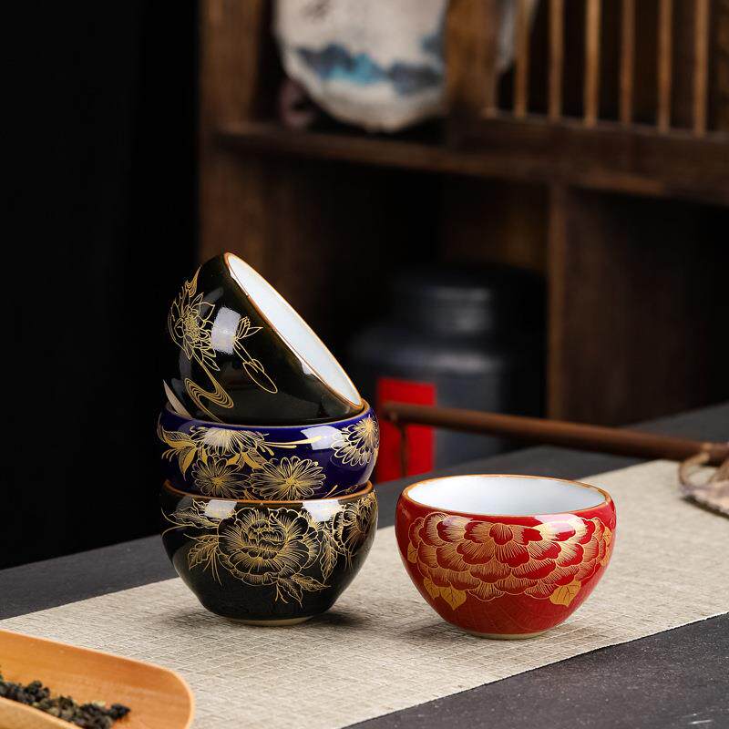爆款汝窑窑变功夫茶杯茶具陶瓷主人杯茶盏大号品茗杯茶碗天目釉茶