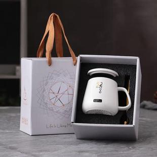 爆款马克杯带盖勺咖啡杯带盖子陶瓷杯子带勺子大容量水杯男士可加