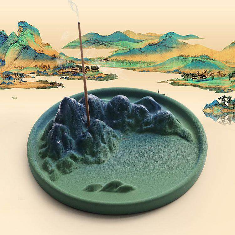 爆款千里江山线香插禅意陶瓷香炉熏香家用香立香插香座室内香盘檀,餐饮具,茶道/香炉,淘宝优惠券,粉丝福利购,淘宝优惠卷