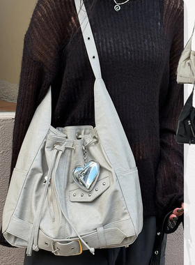 W3Studio韩国小众Deinet铆钉油蜡皮机车包大容量斜挎单肩托特包