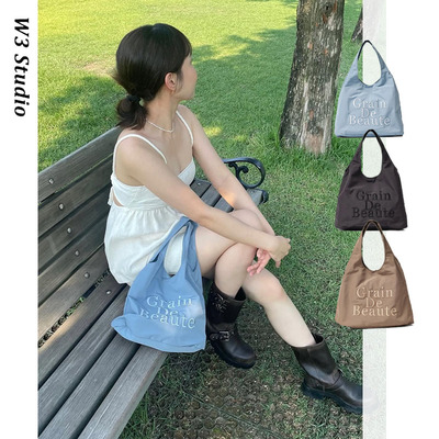 韩国小众车银优同款韩系同款简约字母百搭通勤包手提购物袋