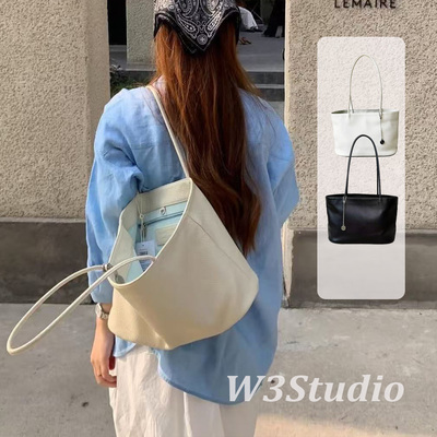 W3Studio韩国小众全秀林同款托特包头层牛皮单肩腋下包简约通勤