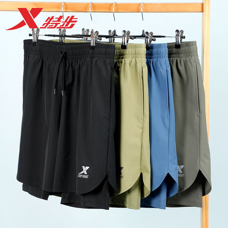 特步运动短裤2025新款夏季透气速干运动裤跑步健身休闲五分裤男款