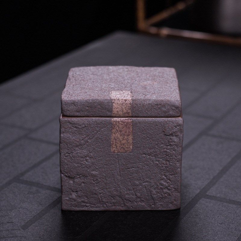 复古方形粗陶陶j瓷茶叶罐日式普洱茶白茶手工老岩泥茶仓非密封罐,餐饮具,茶叶罐,淘宝优惠券,粉丝福利购,淘宝优惠卷