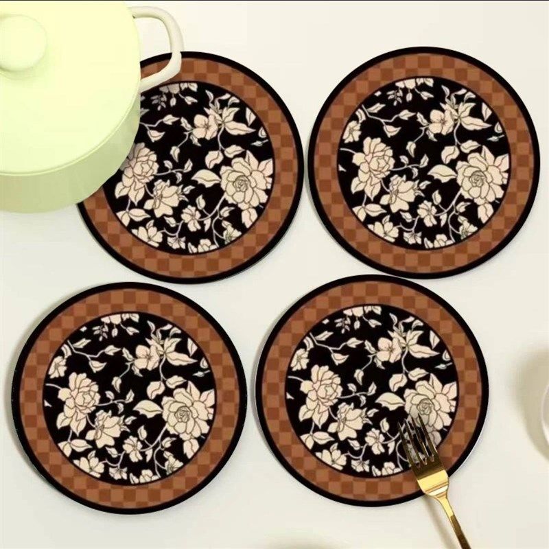 T4kzbi德国 四片装中古风杯垫防滑吸水杯垫家用盘垫防烫圆形碗垫,居家布艺,茶几垫,淘宝优惠券,粉丝福利购,淘宝优惠卷