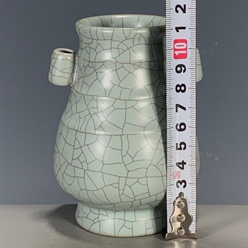 热销瓷器古玩文i玩杂项老货旧货收藏哥窑开片双耳贯耳瓶老窑瓷收
