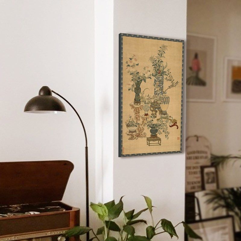 清供图 宋代美学入户玄关迎门墙装饰画客M餐厅沙发法式奶油风挂画