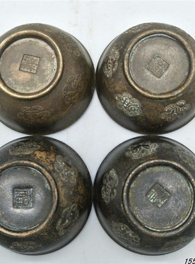 古玩收藏c摆件明清古典黄铜盛具客厅装饰酒杯碟子碗古代用品多款