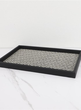 现代轻奢木质收i纳托盘摆件化妆台样板间客厅茶几玄关家软装收纳