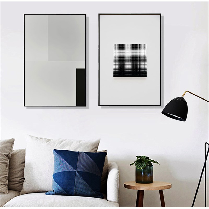 色块现代简约橙色抽象线条装饰画黑白I灰极简风格挂画工作室壁画图片