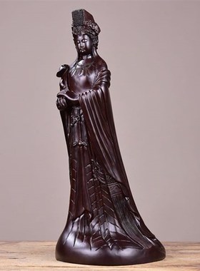 黑檀木雕妈祖神j像摆件根雕实木质雕刻湄洲海神天上圣母红木工艺