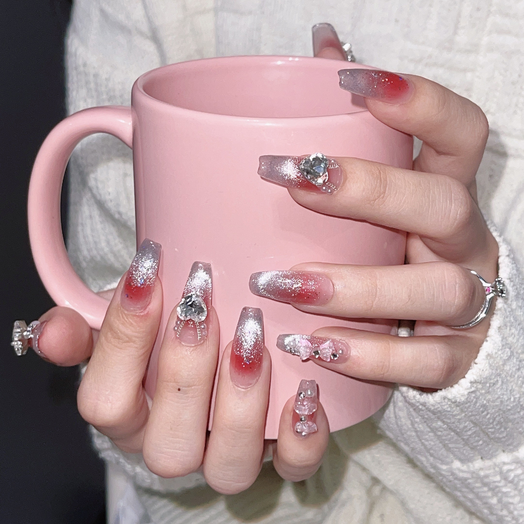 假指甲美甲成品穿戴式高级感纯手工穿戴甲中梯可拆卸猫眼美甲贴片,彩妆/香水/美妆工具,穿戴甲/甲片,淘宝优惠券,粉丝福利购,淘宝优惠卷