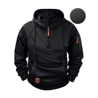 Men Regular Kangaroo Pocket Zip Up Hoodie Casual Comfy
