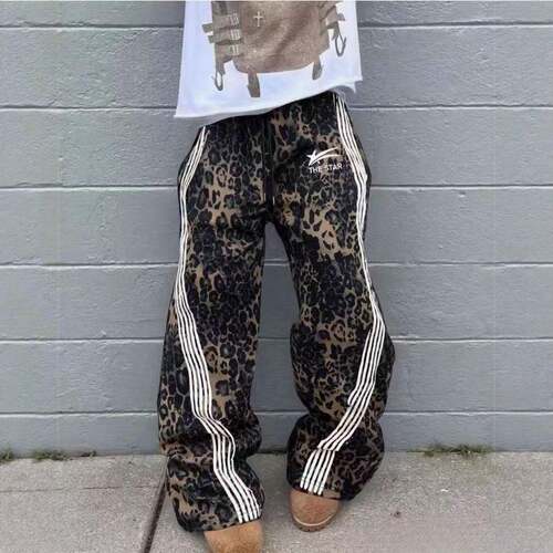 Men's Casual Leopard Print Pants, Casual Chic Bottoms