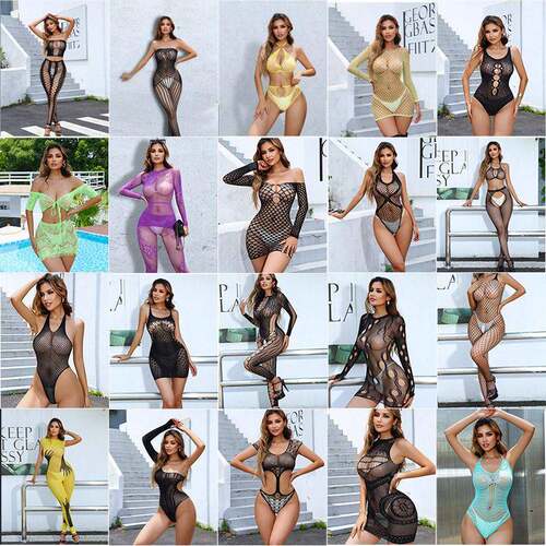 Out Fishnet Bodysuit Lingerie Set Two Daily Bikini Cover Up