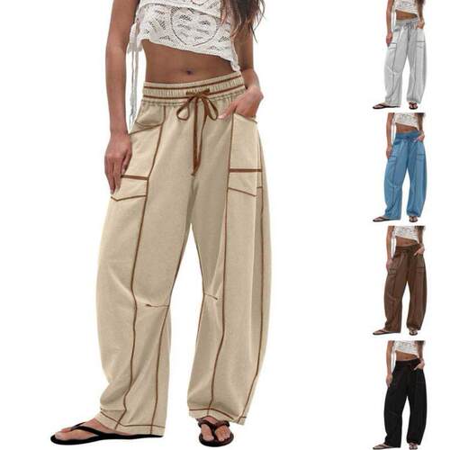 Women Drawstring Barrel Sweatpants 2026 Spring Summer