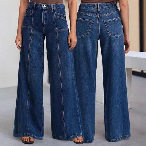 Casual Wear Women Wash Leg Jeans Color Trousers s Wide
