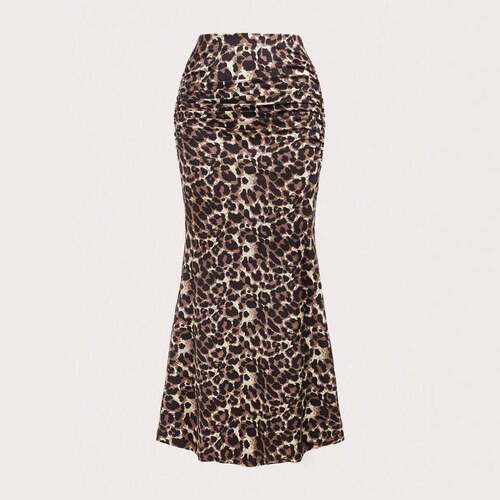 Women's Leopard Print Mermaid Skirt Casual Fitted
