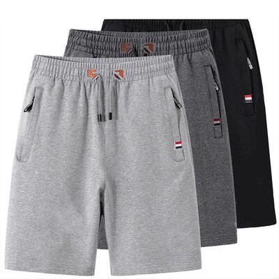 4 set men casual shorts zippered pockets elastic waistband