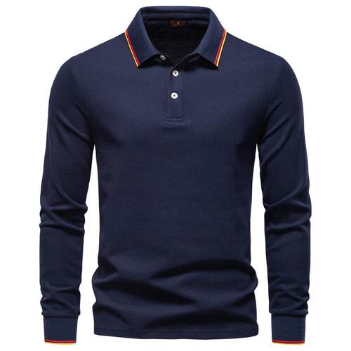 Sleeve Polo Shirt Men Edge Details Casual Everyday Wear