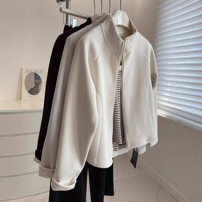 Women's Solid Basic Raglan Sleeve Zip Up Polar Fleece Jacket