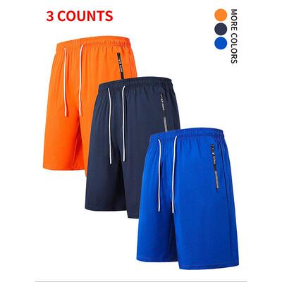 5PCS men pocket zipper shorts beach Black Grey Menswear