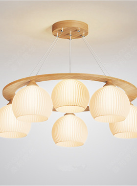 现代简约个性网红LED条纹客厅吧台书房餐厅走廊实木餐吊灯D6200B