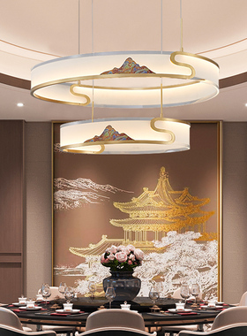 新中式全铜吊灯高档饭店包厢餐饮包间中国风禅意客厅餐厅茶室灯具