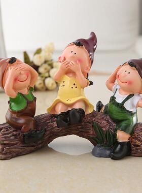 爆款现代家饰树脂工艺品可爱摆件生日礼物三不娃娃不看不听不说