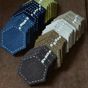 爆款国内匠人手作刺子绣杯垫柿染草木染布艺隔热垫茶壶垫杯托现货