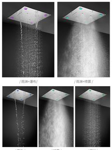 恒美天幕式 集成吊顶音乐花洒暗藏式 暗装 瀑布淋浴大花洒嵌入式 吸顶